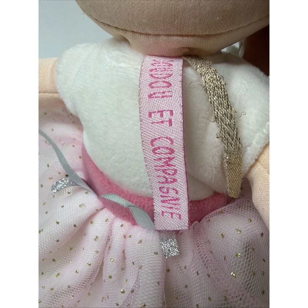 Jolijou Paris Doudou et Compagnie Ballerina Plush Doll Pink Gold Tutu 11